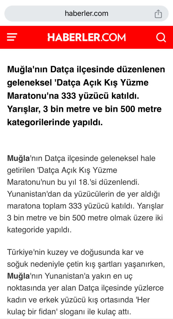 Datça Açık Deniz Kış Yüzme Maratonu HaberlerCom