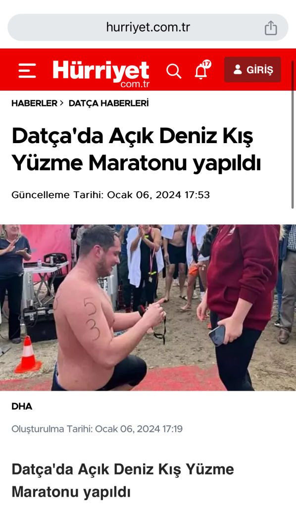 Datça Açık Deniz Kış Yüzme Maratonu Hürriyet Gazetesi